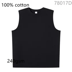 Factory Custom Men Muscle Sleeveless T-Shirt 100% cotton Hollow Tank Tops crew neck puff print Tee shirts for High quality