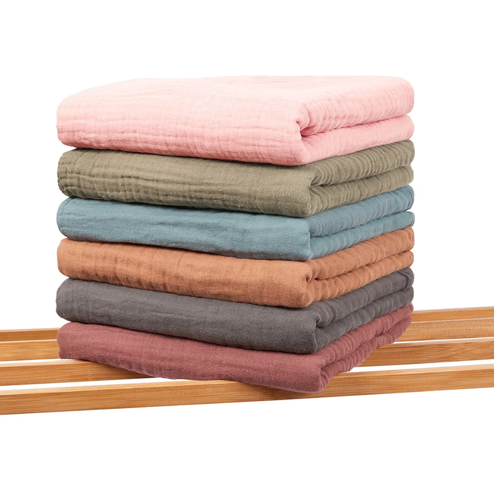 6 layers pure cotton plain bubble gauze bath towel muslin baby stroller cover blanket