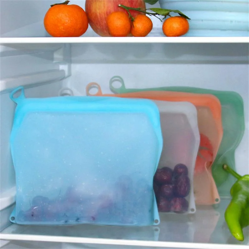 product silicone food storage bag 1000ml foldable reusable fresh keeping leakproof freezer safe airtight eco friendly snack container-1