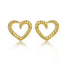 Heart Stud Earrings Heart Gemnel Elegant 925 Silver Jewelry New Arrive 14k Gold Twisted Heart Stud Earrings