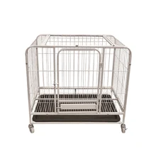 High quality square tube stainless steel pet cage dog cage with wheels dog crate