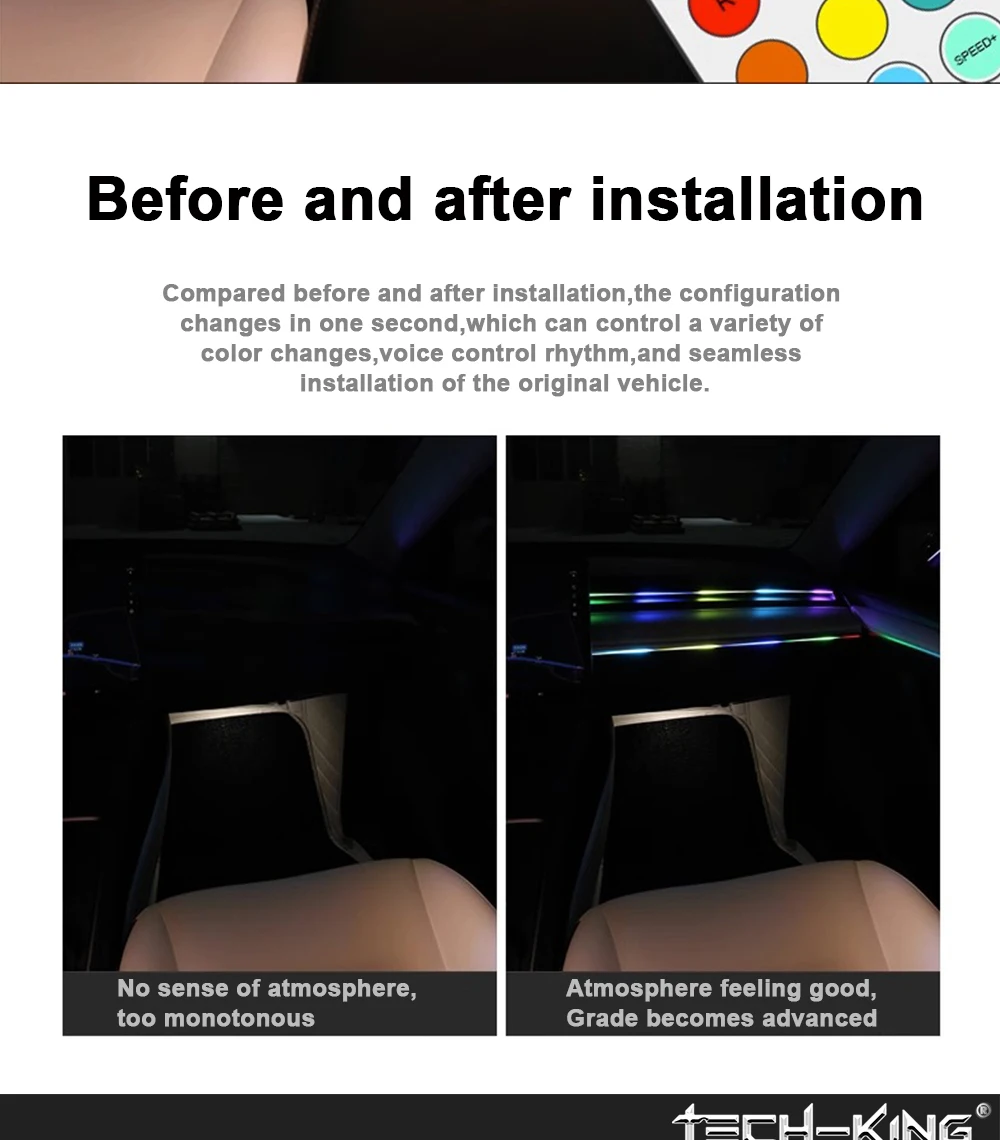 New, automotive fiber optic cold light RGBW 110cm mood lamp, hidden color APP acrylic voice-controlled music mood lamp