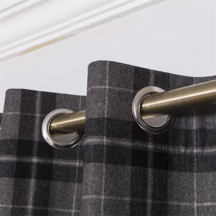 Top grade ready made European hotel window plaid soft curtain good drape
