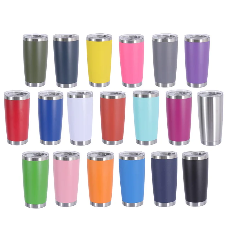 Hot Sale Coffee Cups 20 oz Powder Coating Stainless Steel Travel CAR HOLDER Mugs Vacuum Insulated Tumblers With Lid