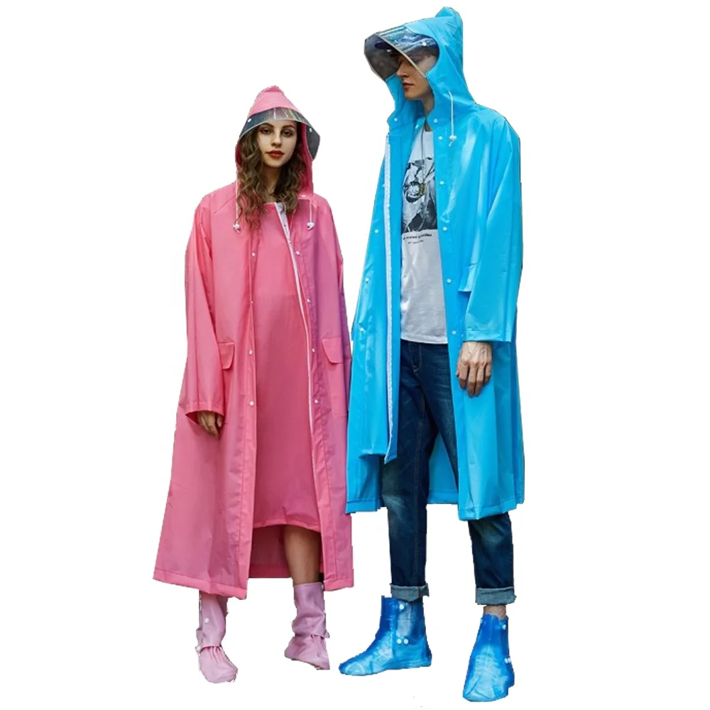 Hooded Rain Poncho Waterproof Raincoat Jacket for Men Women Adults 