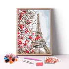 Looking Eiffel Tower Through Cherry Blossoms 5d Diy Diamond Paintings