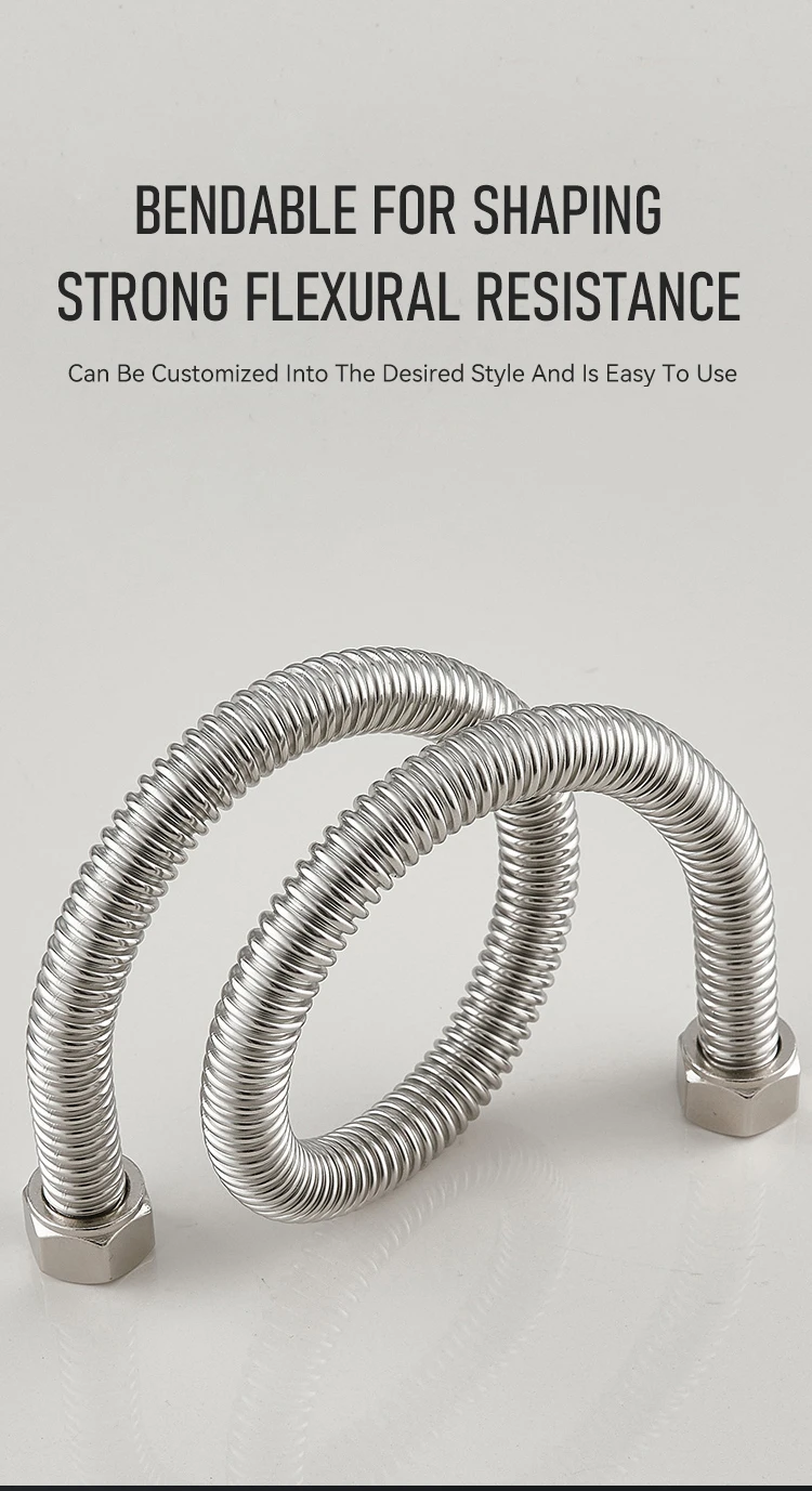 Corrugated Plated 304 Stainless Steel Water Heater Hose Flexible Corrosion & Chemical Resistant for Bathroom Toilet manufacture