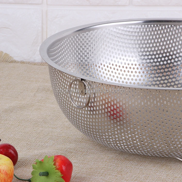 Factory Prices High Quality Kitchen Strainer Rice Noodle Colander Stainless Steel Mesh Colander_5