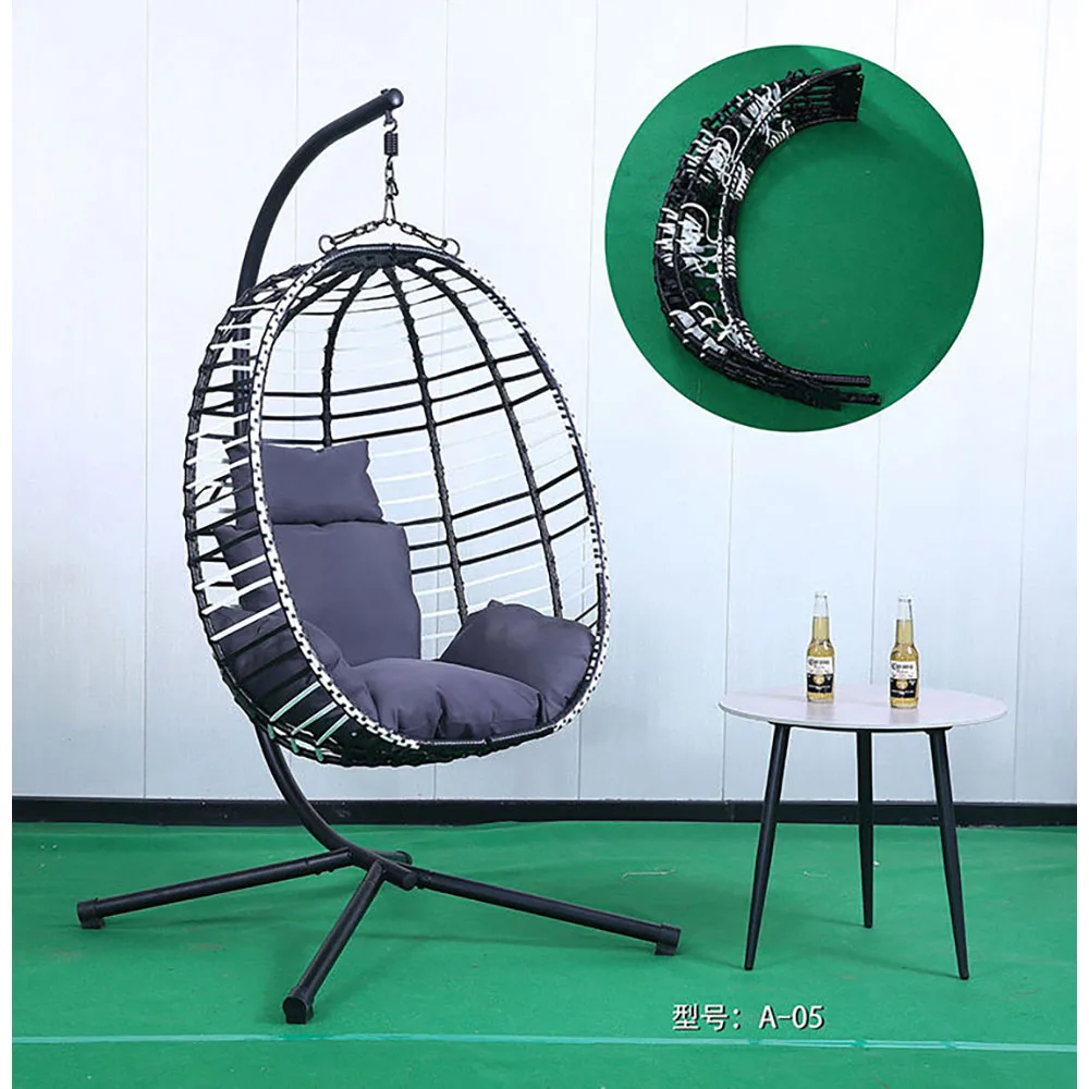 product custom modern outdoor furniture modern garden nordic hanging rattan egg swing chair-3