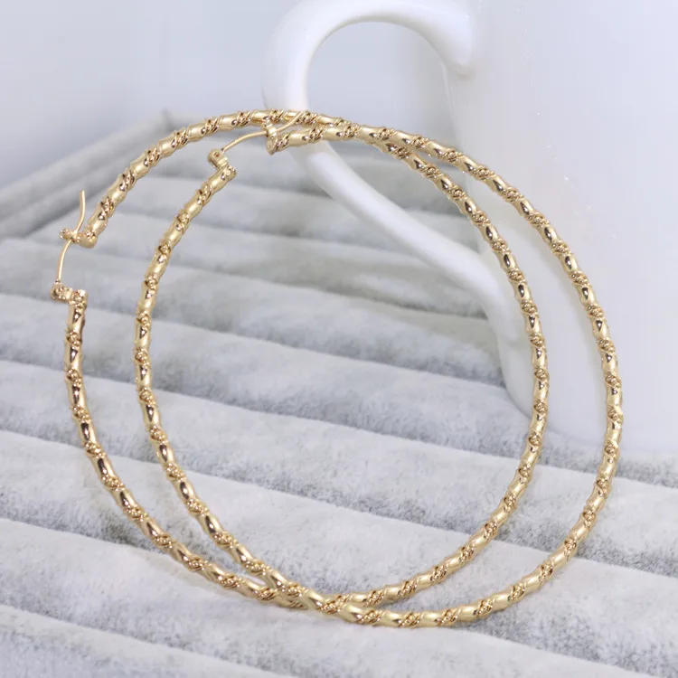 8cm big hoop twisted gold plated hoops cooper material stylish earrings women hoops