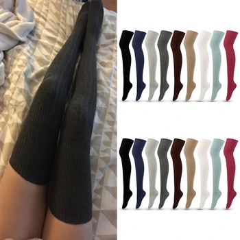 Wholesale Custom Womens Over The Knee Multi-Colors Cotton Young Long Women Thigh High Socks For Ladies