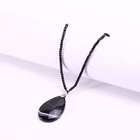 Stone Pendant Hot Selling Fashion Black Natural Stone Feldspar Pendant Jewelry