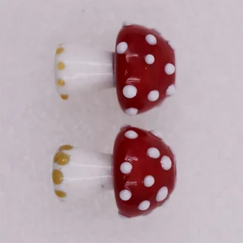 17*20mm Fancy Murano Art Glass Red Mushroom Beads with 2mm hole