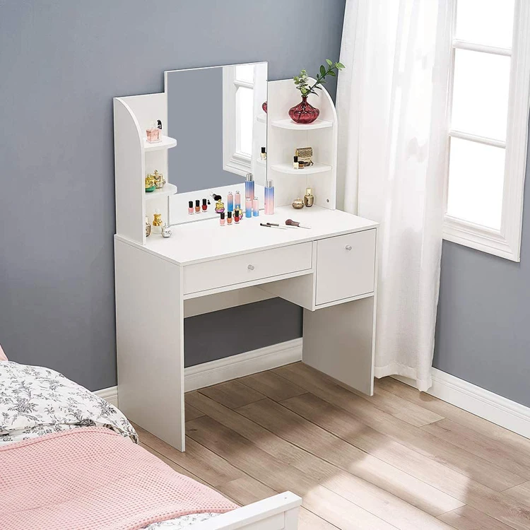 Bedroom Set Modern Furniture Luxury Dresser Make Up Vanity Desk LED Light Makeup Dressing Table With Mirror