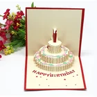 Birthday Cake Shape Greeting Card 3D Art Custom Three-Dimensional Unique Children Birthday Greeting Card Paper Carving