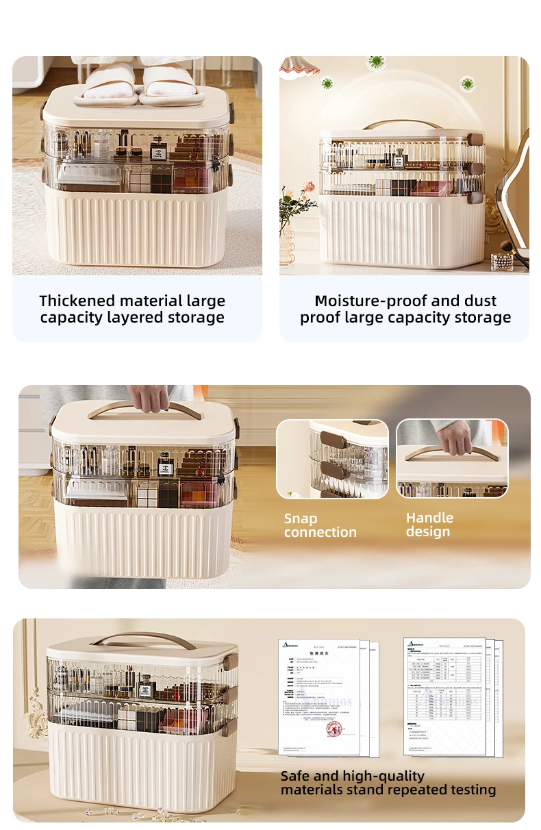 Wannuo Fashion Multi-layer Plastic Storage Box Large Capacity Transparent Storage Box Portable Plastic Storage Box With Handle manufacture