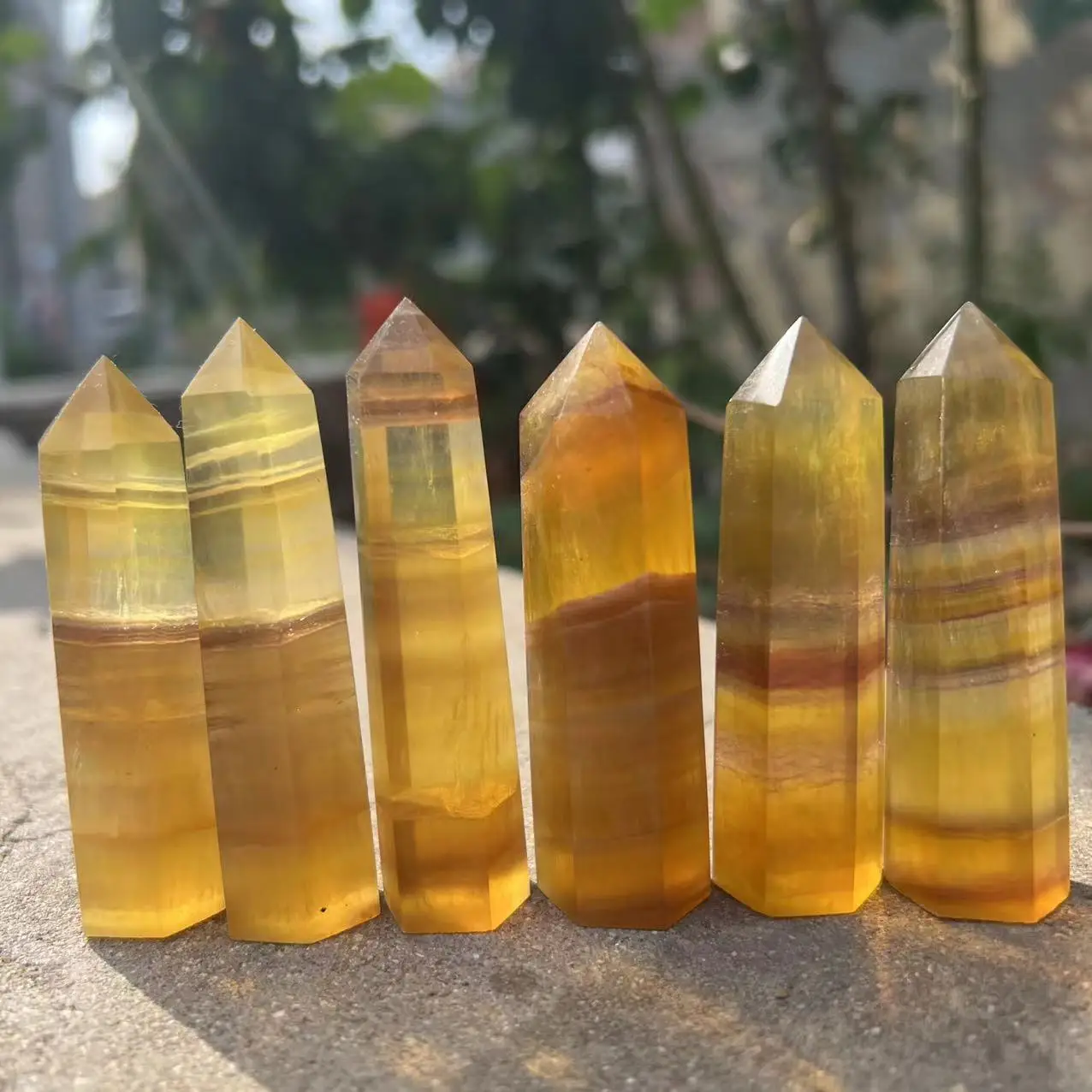 Wholesale Yellow Fluorite Crystal Tower Point Natural Fluorite Quartz