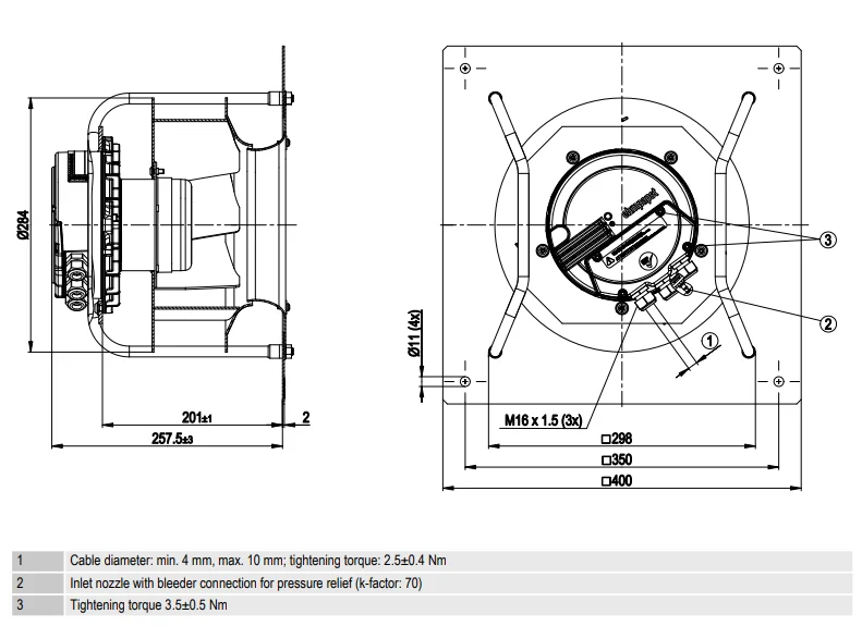 Ip54 Ball Bearing, K3G250-AV29-B2, 250mm, 230VAC, 50/60HZ - detail 16