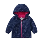 Jacket Winter Classic Softshell Jacket For Children Navy Girls Unicorn Printing Hooded Fleece Autumn Winter Outerwear