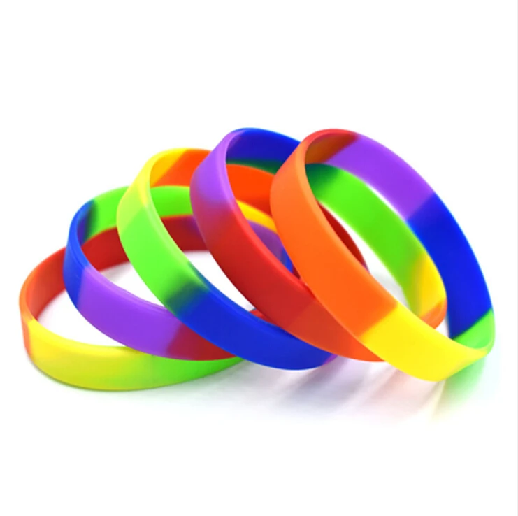 New Fashion Silicone Rainbow Pride Bracelet Mutilayered Rubber Gay