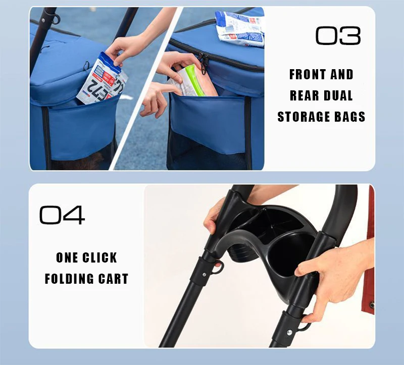 Hot Selling Outdoor Portable Foldable Pet Stroller Suitable for Small Medium Large Pet 4 Wheel Shockproof Breathable Pet Product factory