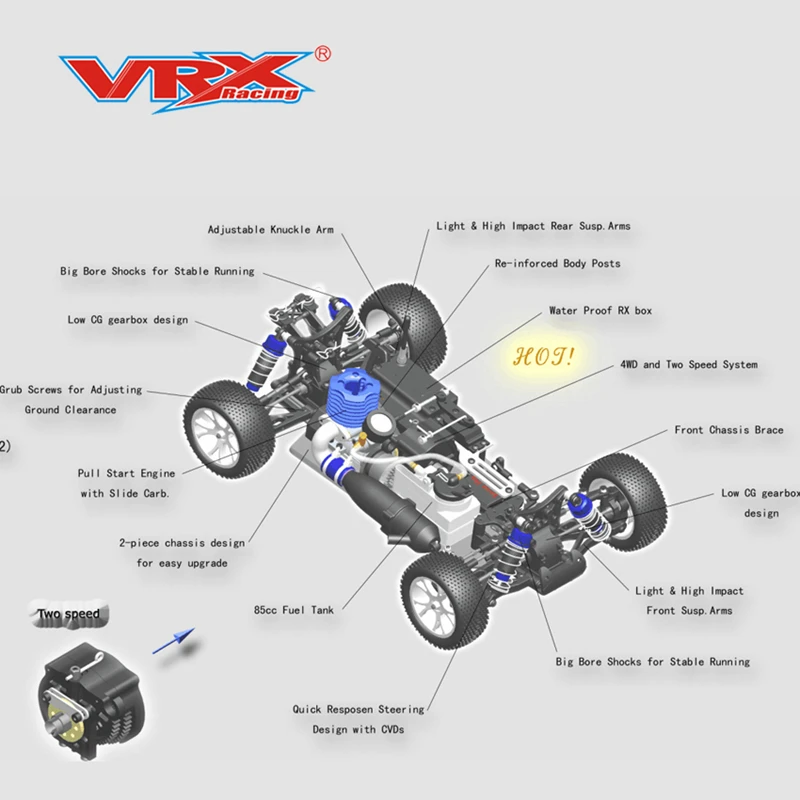 Vrx Racing Rh Spirit N Nitro Buggy Scale Wd Nitro Powered Rc