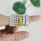 RINNTIN SR205 Hot Selling Women Jewelry Shiny Cubic Zirconia Wedding Band 925 Sterling Silver Eternity Diamond Rings