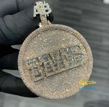 Men Jewelry Pass Diamond Tester 14K Gold Plated 925 Silver Letter Name Logo Hip Hop Iced Out Chain Custom VVS Moissanite Pendant