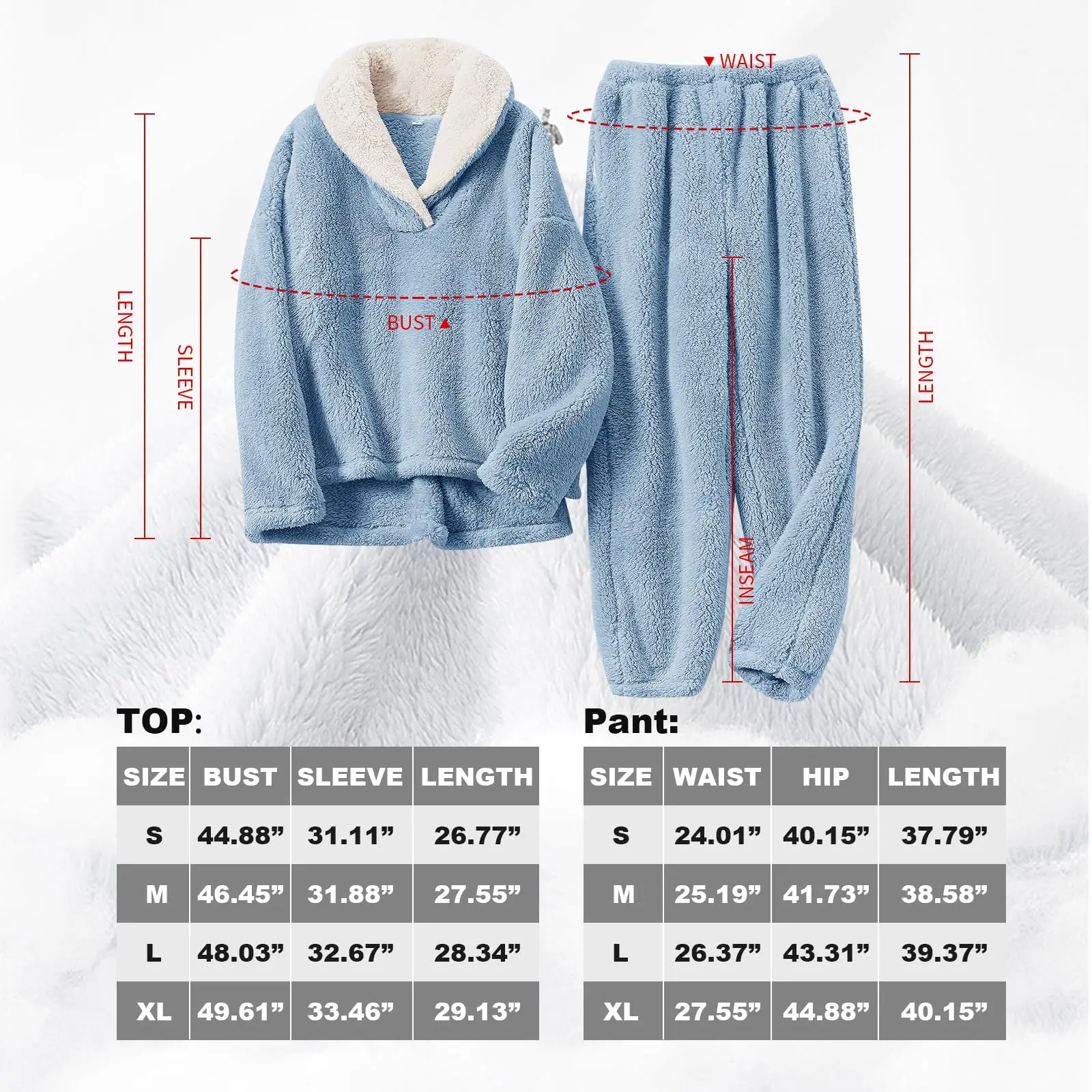 Women Fluffy Pajamas Set Fleece Pullover Pants Winter Loose Plush Lounge Sets 2 Piece Cozy Sleepwear