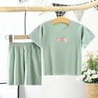 Wear For 2021 Trendcy Stretch Home Wear Pure Color Boys' Short-sleeved Cotton Winter Kids Pajamas For Babies