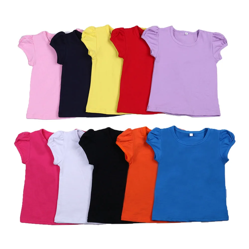 Camisetas De Corta De Algodón Para Niñas,Tops Estampados De Punto,Color Sólido,2021 - Buy Chicas Camisas,Camisas Para Niñas,Las Camisetas Product on