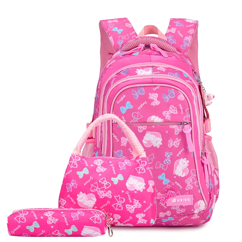 Wholesale high quality 3 pcs set school backpack bags bookbag laptop backpack for girl hand pencil bag set