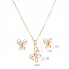 Necklace Jewelry Set Gold Plated Cute Zircon Butterfly Necklace And Earring Jewelry Set For Ladies Women Girls