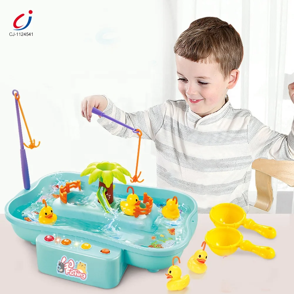 Chengji hot sale funny educational games toys set electric spinning magnetic duck fishing toy for kids
