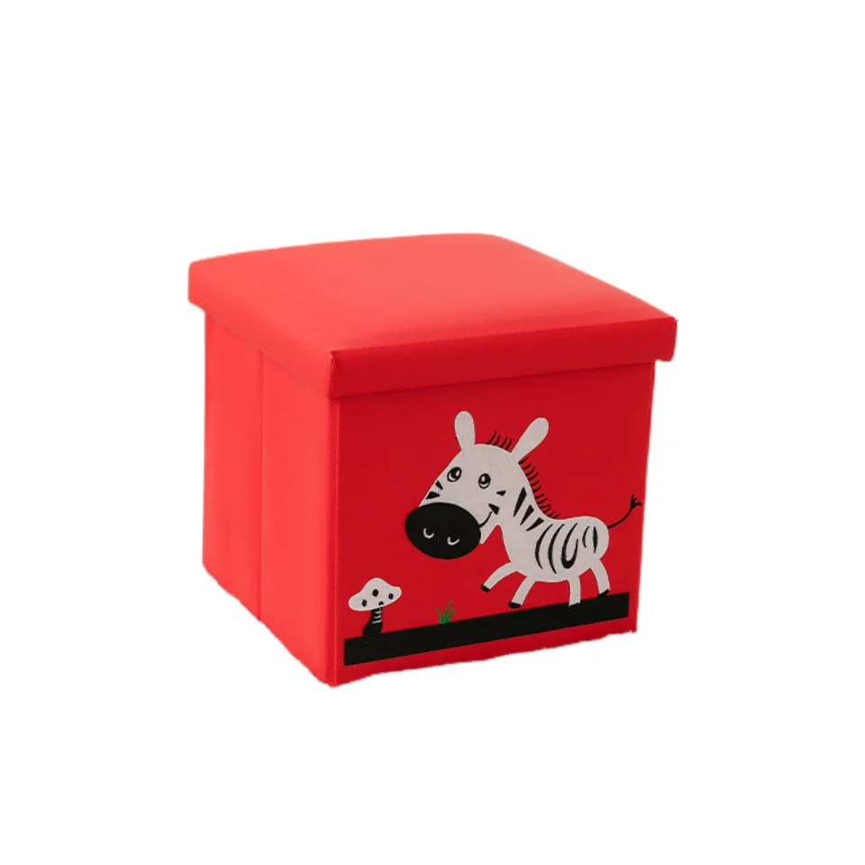 Good Selling Leather Cartoon Sticker Design Massive Capacity Storage Box Toys For Bedroom