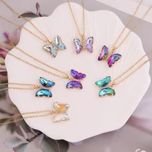 New Personality Fashion Clavicle Chain Necklace Gradient Butterfly Pendant Necklace Women