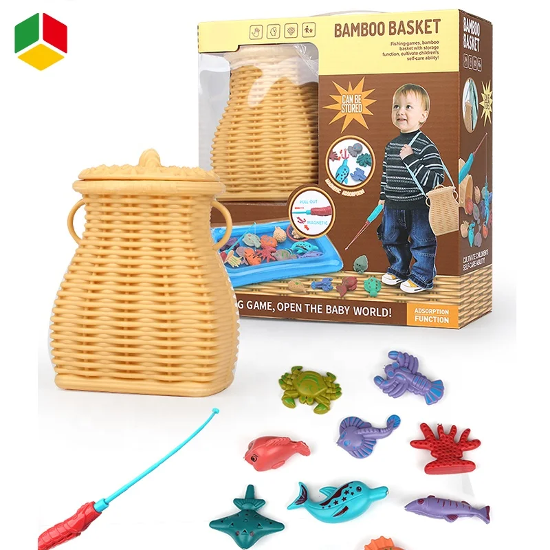 Qs Toy Can Add Water Playing Baby Kid Plastic Bamboo Basket Fish Game Set  Marine Animal Magnetic Fishing Toy For Kid - Buy Can Add Water Playing Baby  Kid Plastic Bamboo Basket,Bamboo