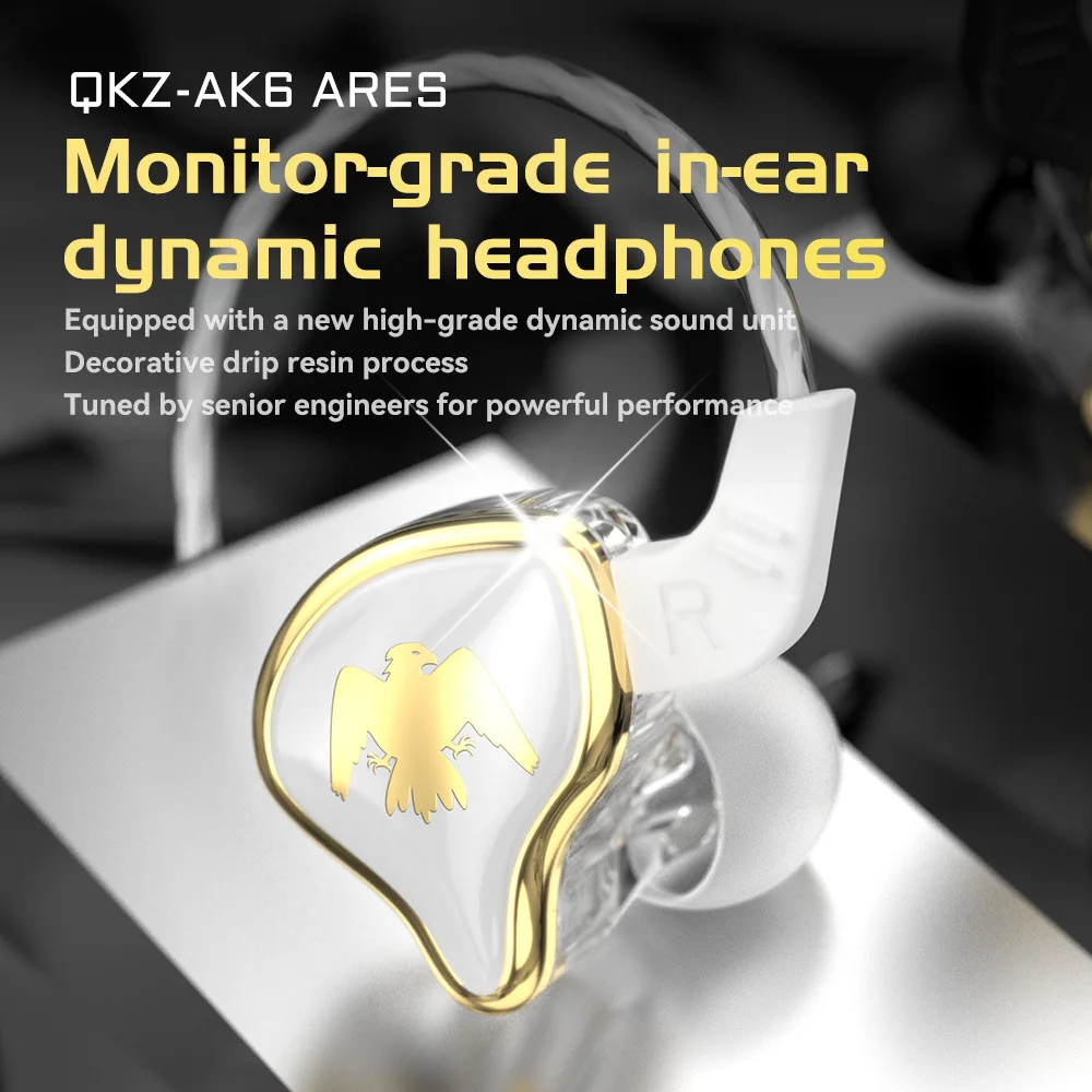 QKZ AK6-Ares Sports Earphones In-Ear Remote with Microphone Heavy Bass HIFI Mobile Phone Headphones