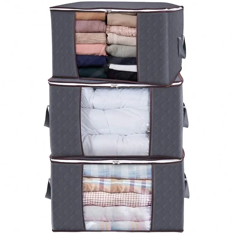Foldable Clothes Storage Container Large Capacity Under Bed Clothes Storage Bag for Bedding Clothes Towels Fabric Custom Size