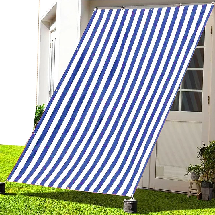 Japan Waterproof Polyester Balcony Privacy Screen, Strip Sunshade Sail, Color Strip Sunshade Cloth Curtain