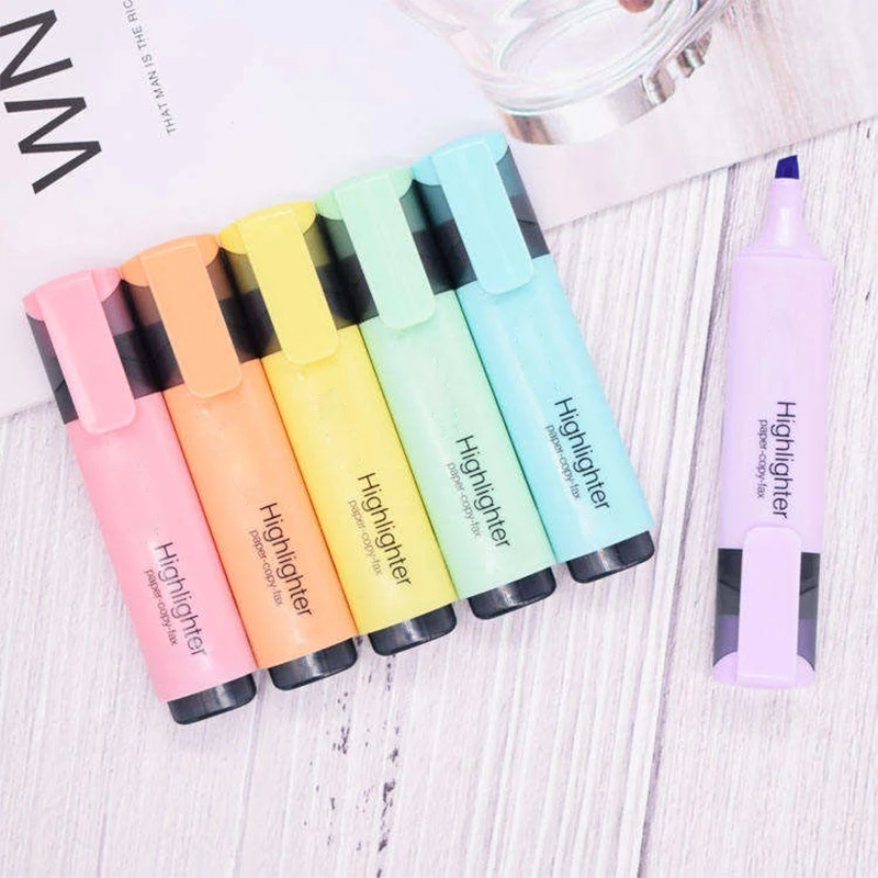 Rainbow Colors Chisel Tip Marker Pen Adults & Kids School Supplies With Large Ink Reservoir Highlighters