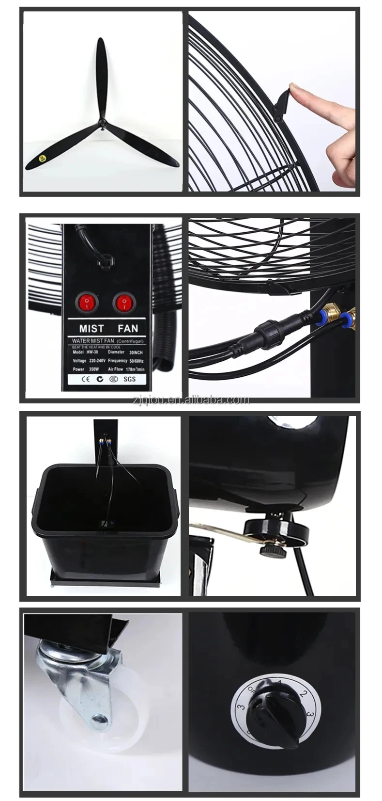 Cooling Water Mist Fan, 110V, Steel - detail 14