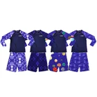 Long Sleeve 2 Piece Toddlers Zipper Bathing Suit Surfing Custom Guards Kids Boy Long Sleeve Rash Guard