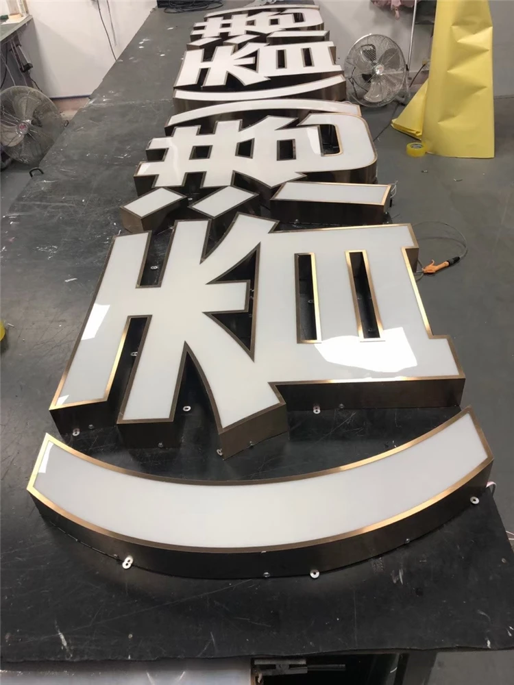 Stainless Steel Frame D Letter Sign Led Front Lit Logo Sign Led Letter