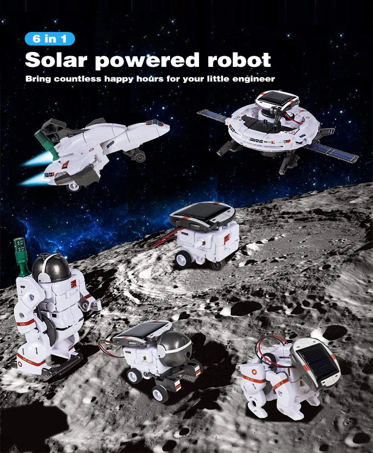 Exploration fleet robot DIY solar power science kit educational 6-in-1 solar robot toys diy building solar space robots 6 in 1