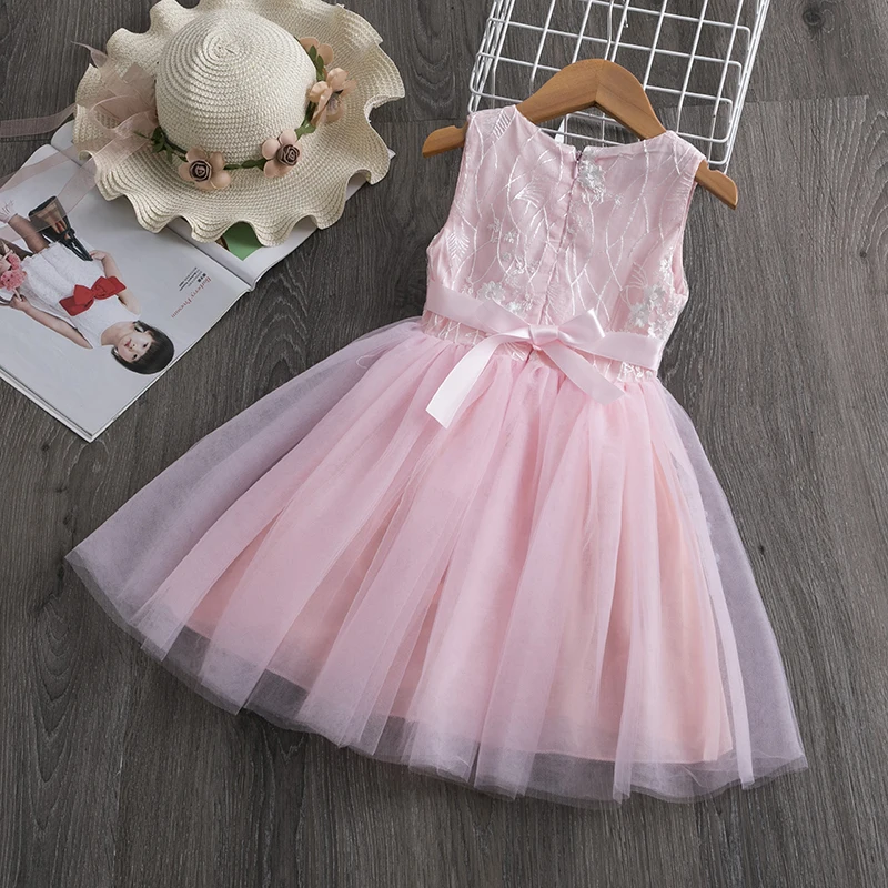 Kids Long Sleeve Lace Dress Girls Party 