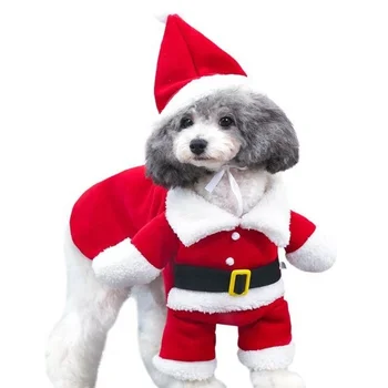 Pet Christmas Costumes Dog Suit with Cap Santa Claus Dog Hoodies Cat Xmas costumes