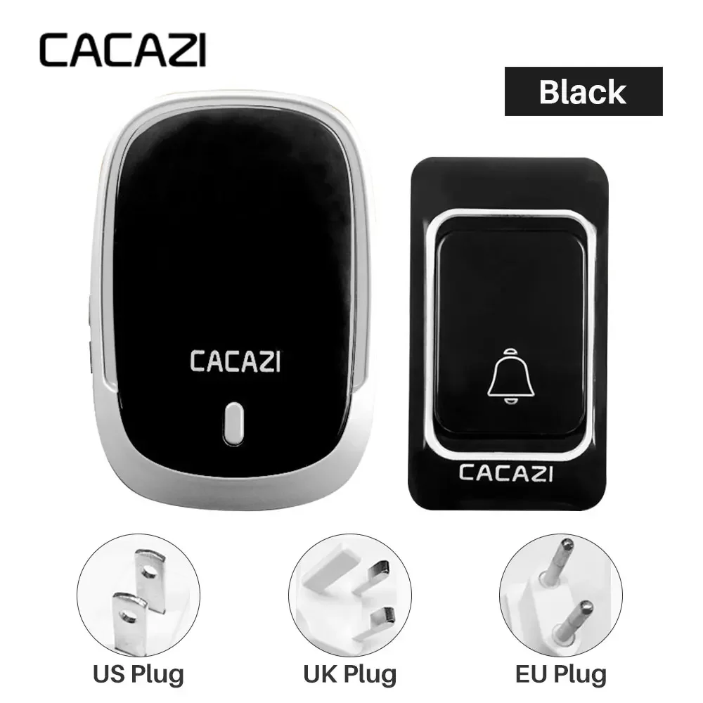 CACAZI K01 1Button + 1Receiver AC Intelligent Domestic Doorbell Wireless Calling Device 200 Meters