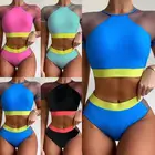Women Women 2 Piece Swimsuits Sports Bra Top Bathing Suits Mesh Short Sleeve Beachwear