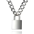 Lock Chain Silver Lock Punk Hip Hop Padlock Necklace Lock Chain For Men Women Silver Lock Necklace